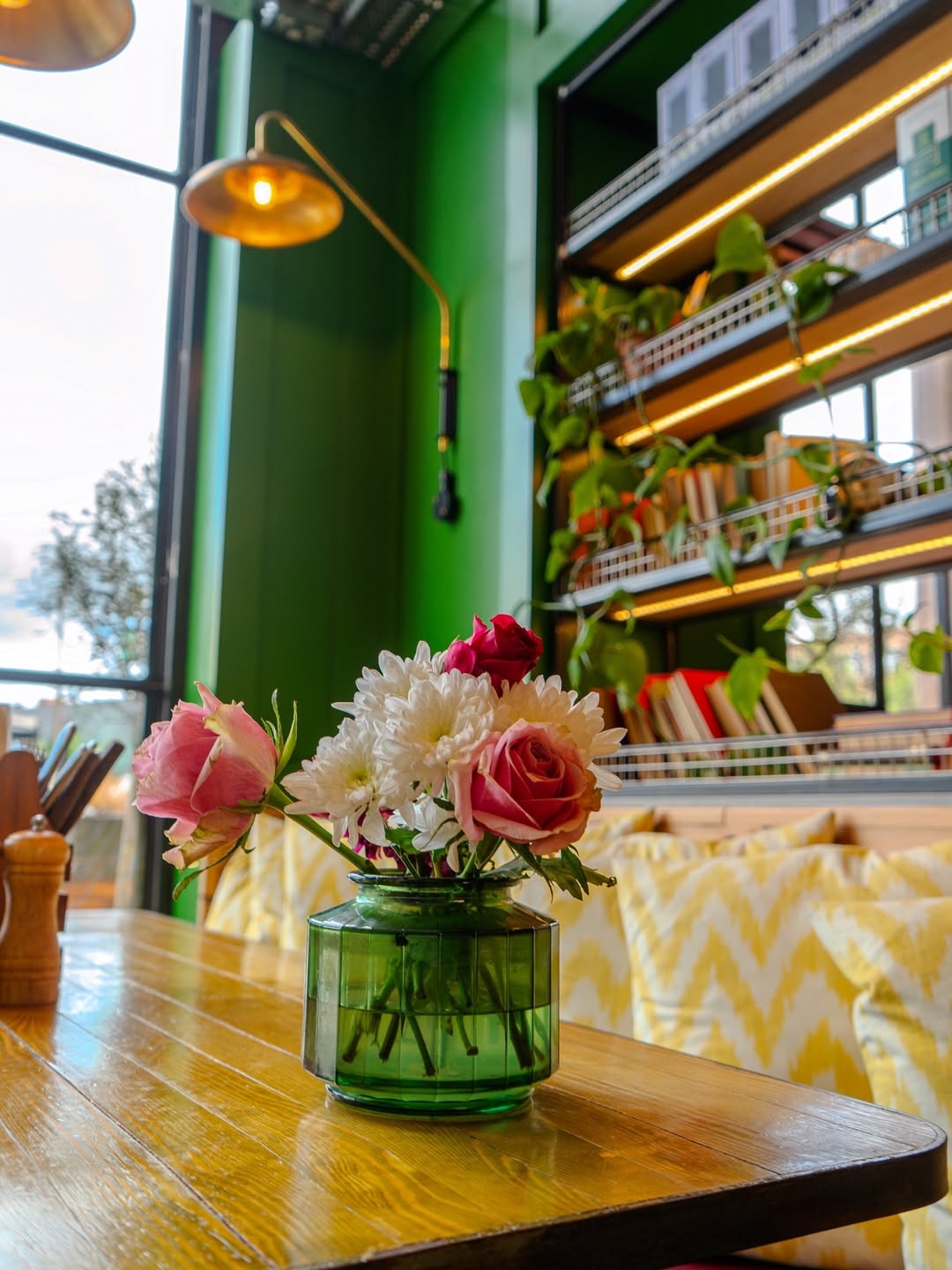 Brunch setup with fresh flowers
